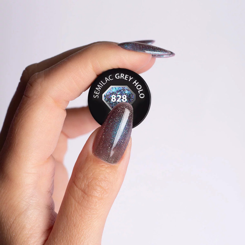 828 Semilac Grey Holo 7ml /Hema Free